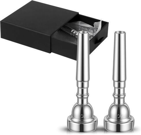 Trumpet Mouthpiece Set Vaccum Packed with Box, 3C 5C 7C Silver Plated Bb Trompeta Mouthpiece Compatible with Beginners, Intermediate, Professionals in Kuwait