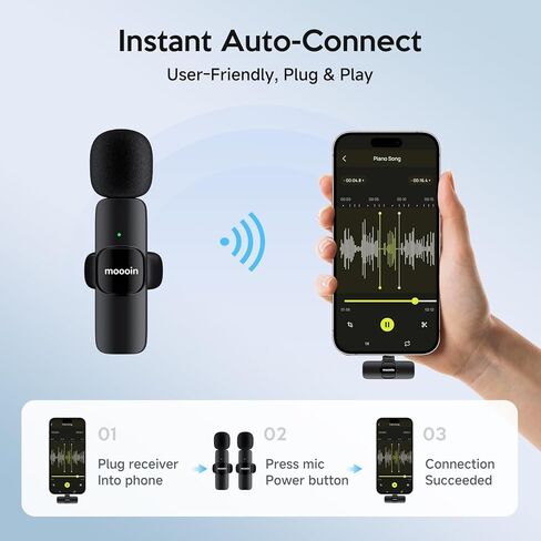 Wireless Mini Microphone for iPhone/Android:Lapel Microphone for Video Recording,Plug and Play,Live Streaming and Podcasting-Textured Black in Saudi Arabia