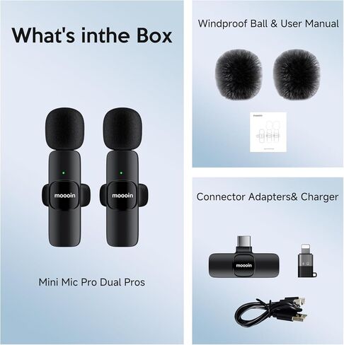 Wireless Mini Microphone for iPhone/Android:Lapel Microphone for Video Recording,Plug and Play,Live Streaming and Podcasting-Textured Black in Saudi Arabia
