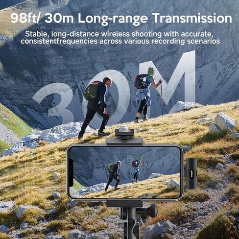 Wireless Mini Microphone for iPhone/Android:Lapel Microphone for Video Recording,Plug and Play,Live Streaming and Podcasting-Textured Black in Saudi Arabia