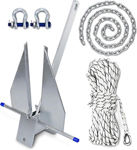 Heavy Duty Boat Anchor Kit, 5/8/10/13/18/25 lb Galvanized Danforth Anchor with Anchor Chain, Shakles and Boat Anchor Rope, Fluke Anchor Kit for Boats Pontoon, Deck, Fishing, and Sail in Kuwait