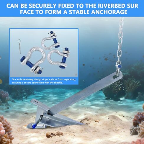 Heavy Duty Boat Anchor Kit, 5/8/10/13/18/25 lb Galvanized Danforth Anchor with Anchor Chain, Shakles and Boat Anchor Rope, Fluke Anchor Kit for Boats Pontoon, Deck, Fishing, and Sail in Kuwait