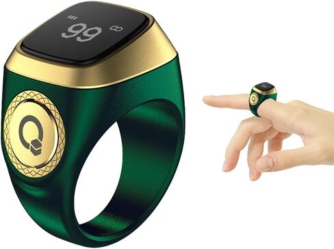 Smart Ring Counter, Smart Tasbih Zikr Ring, Muslim Islamic Prayer Smart Rings, Tasbih Counter Smart Ring, Tasbeeh Smart Counter, Digital Electronic Smart Tally Counter for Prayer (Green,20MM) in Kuwait