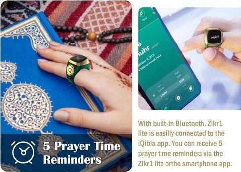 Smart Ring Counter, Smart Tasbih Zikr Ring, Muslim Islamic Prayer Smart Rings, Tasbih Counter Smart Ring, Tasbeeh Smart Counter, Digital Electronic Smart Tally Counter for Prayer (Green,20MM) in Kuwait