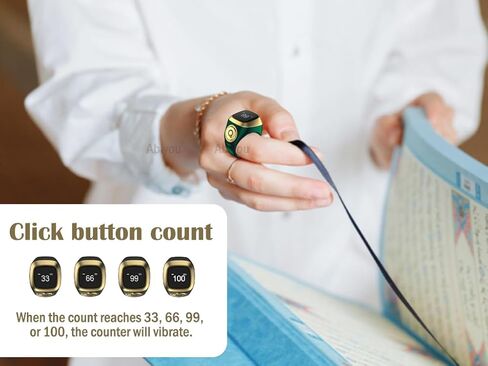 Smart Ring Counter, Smart Tasbih Zikr Ring, Muslim Islamic Prayer Smart Rings, Tasbih Counter Smart Ring, Tasbeeh Smart Counter, Digital Electronic Smart Tally Counter for Prayer (Green,20MM) in Kuwait