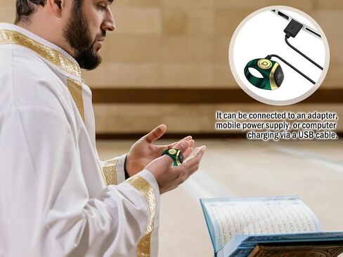 Smart Ring Counter, Smart Tasbih Zikr Ring, Muslim Islamic Prayer Smart Rings, Tasbih Counter Smart Ring, Tasbeeh Smart Counter, Digital Electronic Smart Tally Counter for Prayer (Green,20MM) in Kuwait