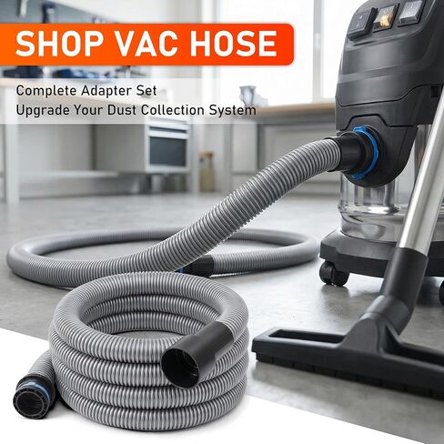16FT Shop Vac Hose Extension,Commercial Dust Collection Hose Kit,1-1/4 Diameter TPE Vacuum Hose with 6 Adapters for Vacuums System,Compatible with Woodworking Power Tool and Sander by TOMOON in Saudi Arabia