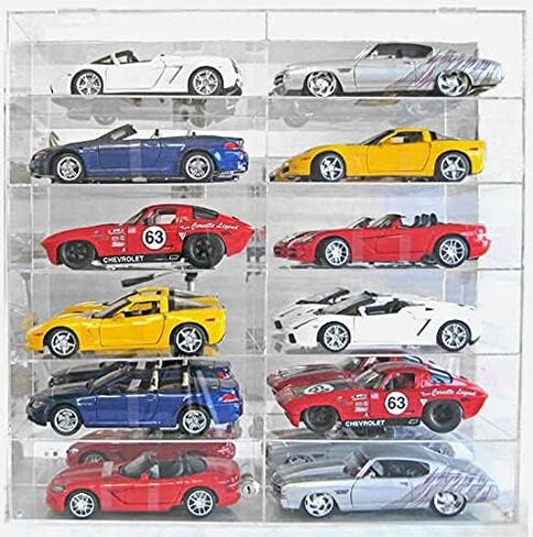 Large Toy Cars 1:24 Scale Diecast Wheels Model 16 Cars Display Case Cabinet Holder Holds 16 Hot Toy Cars 1:24 Scale Compatible with Hot Wheels (Black Finish) in Saudi Arabia