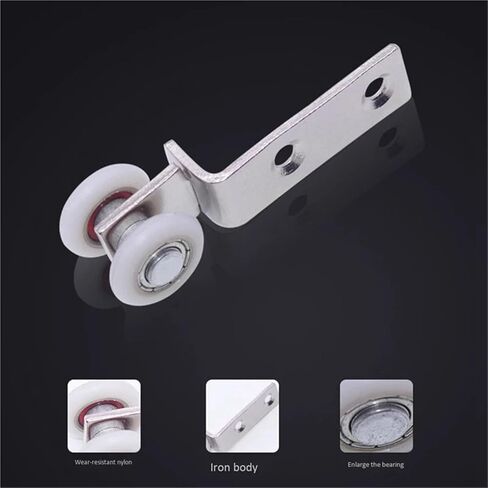 10Pcs Bend Pipe Metal Bearing Pulley Block with Two Plastic Wheel for Sliding Door Window Cabinet in Saudi Arabia