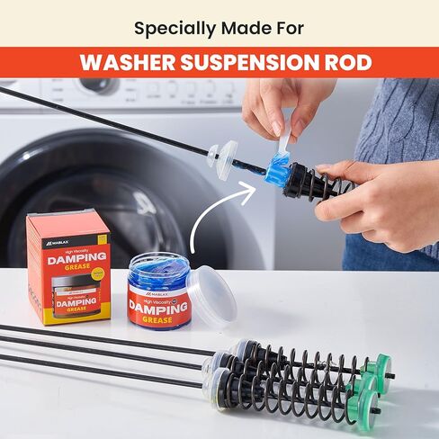 Damping Grease Kit for Washing Machine Suspension Rods with Foam Inserts | High-Viscosity 35,000 CST Blue 100g Dampening Grease for Toilet Seat & Washer Shock Absorption Lubricants in Kuwait