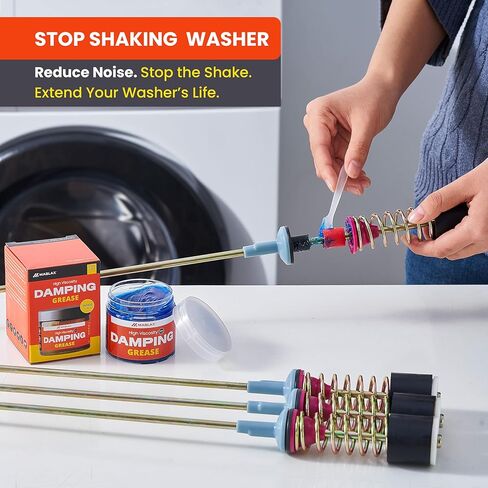 Damping Grease Kit for Washing Machine Suspension Rods with Foam Inserts | High-Viscosity 35,000 CST Blue 100g Dampening Grease for Toilet Seat & Washer Shock Absorption Lubricants in Kuwait