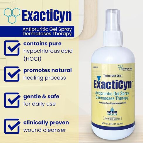 ExactiCyn™ بخاخ هيدروجيل مضاد للحكة (8 أونصة سائلة) – إدارة الغذاء والدواء الأمريكية 510 (ك) للعناية بالجروح المضادة للحكة – جل مهدئ قائم على حمض الهيدروكلوريك للطفح الجلدي والحروق والجروح ولدغات الحشرات – خالٍ من اللسع والستيرويد in Saudi Arabia