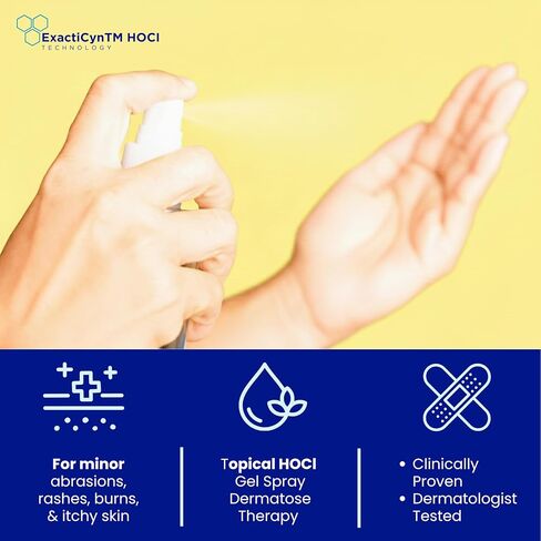 ExactiCyn™ بخاخ هيدروجيل مضاد للحكة (8 أونصة سائلة) – إدارة الغذاء والدواء الأمريكية 510 (ك) للعناية بالجروح المضادة للحكة – جل مهدئ قائم على حمض الهيدروكلوريك للطفح الجلدي والحروق والجروح ولدغات الحشرات – خالٍ من اللسع والستيرويد in Saudi Arabia