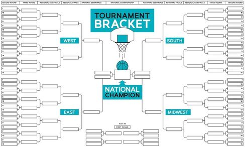 2026 Basketball Tournament Bracket Blank Poster 64 Team Chart Board Cool Wall Art Print Poster 18x12 in Saudi Arabia