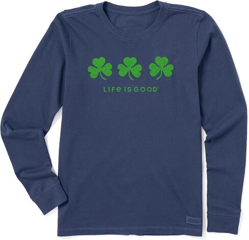 Life is Good Women's Three Shamrocks Long Sleeve Crusher Tee in Saudi Arabia