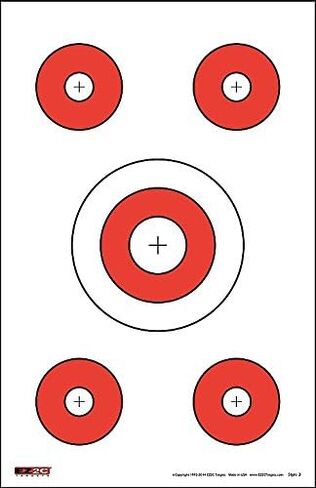 EZ2C Hi Visibility Target Paper for Gun Shooting Range, Compatible with Handgun, Rifle and Pistol, Made in USA Tear-Off Pad of 25 (11"x17") Five Bullseyes per Sheet in Saudi Arabia