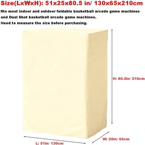 Arcade Basketball Game Cover Waterproof Home Dual Shot Electronic Basketball Arcade Hoop Game Covers for Indoor Outdoor 51x25x80.5in Beige in Kuwait