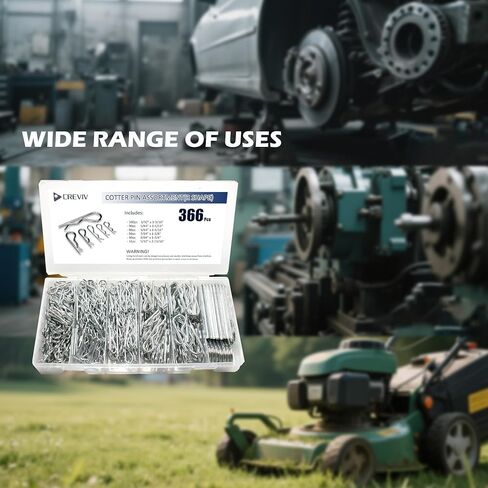 مجموعة متنوعة من 366 قطعة من دبابيس كوتر، مجموعة دبابيس R Clip R من 6 مقاسات، مشابك شعر من الفولاذ الكربوني المجلفن للسيارات، ATV، الدراجة الترابية، جزازة العشب (5/32 بوصة، 9/64 بوصة، 7/64 بوصة، 5/64 بوصة، 3/32 بوصة) in Kuwait