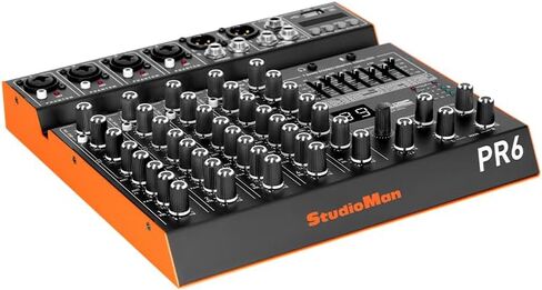 لوحة صوت لخلاط الصوت StudioMan PR6 ذات 6 قنوات مع 99 تأثير DSP، طاقة فانتوم 48 فولت، تحكم مستقل في PAN، اتصال الهاتف، 7 نطاقات EQ للبث المباشر، تسجيل الاستوديو، أداء DJ in Kuwait