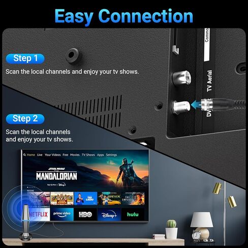 Digital TV Antenna for Smart Tv Indoor TV Antenna for Tv Without Cable with Strong Magnetic Base, 360° Reception HD Antenna for TV Indoor 4k -10FT Long Cables (Blue-V15601) in Kuwait