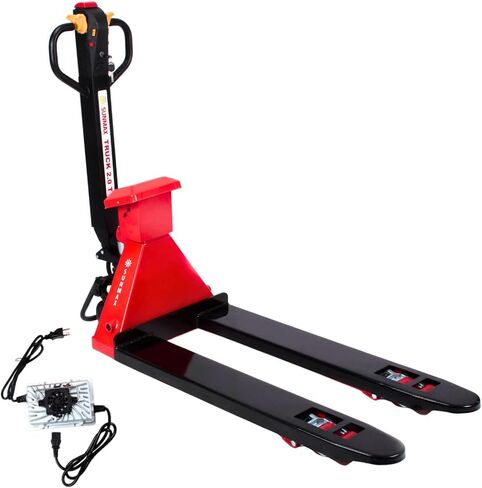 Full-Electric Pallet Jack Truck with Built-in Scale, 4400 lbs Capacity, 48" x 27" Fork Size, Electric Brake in Kuwait
