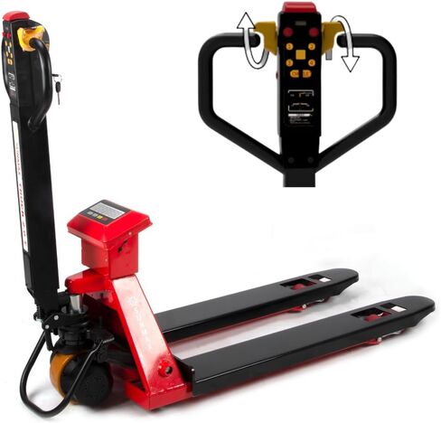 Full-Electric Pallet Jack Truck with Built-in Scale, 4400 lbs Capacity, 48" x 27" Fork Size, Electric Brake in Kuwait