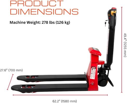 Full-Electric Pallet Jack Truck with Built-in Scale, 4400 lbs Capacity, 48" x 27" Fork Size, Electric Brake in Kuwait