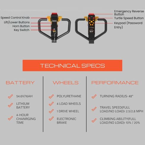 Full-Electric Pallet Jack Truck with Built-in Scale, 4400 lbs Capacity, 48" x 27" Fork Size, Electric Brake in Kuwait