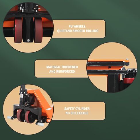 Tory Carrier Manual Scissor Pallet Jack Hand Truck Lift 2200lbs Capacity, 45" L x 27" W Forks, 3.3'' Lowered, 31.5'' Raised Height for Open Bottom Pallet in Kuwait