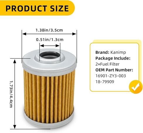 16901-ZY3-003 Fuel Filter Compatible with Honda BF115 BF130 BF135 BF150 BF175 BF200 BF225, Replaces 18-79909 (2 PCS) in Kuwait