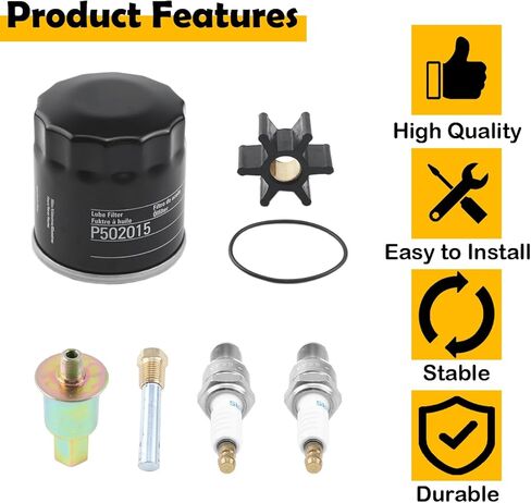 مجموعة خدمات الصيانة للمولد البحري Kohler 4EF 5E 6EF 7.3E، تتضمن فلتر الوقود والزيت، والمكره مع حلقة دائرية، وأنود الزنك وشمعات الإشعال، استبدل 23-7762 23-7821 359978 260085 BPR4ES in Saudi Arabia