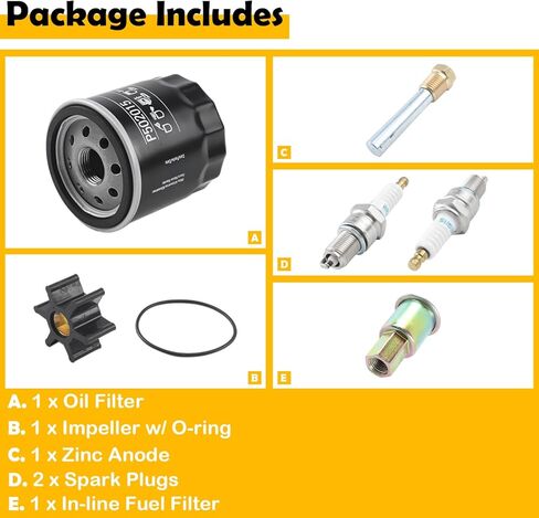 مجموعة خدمات الصيانة للمولد البحري Kohler 4EF 5E 6EF 7.3E، تتضمن فلتر الوقود والزيت، والمكره مع حلقة دائرية، وأنود الزنك وشمعات الإشعال، استبدل 23-7762 23-7821 359978 260085 BPR4ES in Saudi Arabia