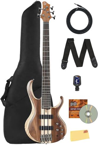 Ibanez BTB746 BTB Standard 6-String Bass Guitar - Natural Low Gloss Bundle with Gig Bag, Tuner, Strap, Instrument Cable, Austin Bazaar Instructional DVD, and Polishing Cloth in Saudi Arabia