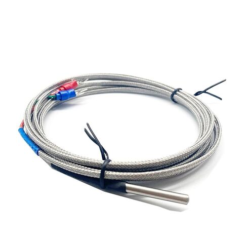 4mm*30mm K J PT100 1m 2m 3m 5m 10m Probe Type Shielded Braide Wire Thermocouple Temperature Sensor for Temperature Controller(K Type 10m) in Kuwait