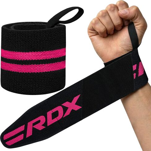 RDX Weight Lifting Wrist Wraps Support, IPL USPA Approved, Elasticated Pro 18" Cotton Straps, Thumb Loop, Powerlifting Bodybuilding Fitness Strength Gym Training WOD Workout, Gymnastics in Kuwait