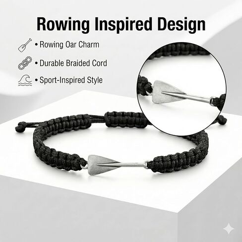 Rowing Charm Bracelet for Men – Adjustable Nautical Rope Beach Bracelet, Rowing Gifts & Accessories for Crew, Coaches, and Rowers in Kuwait
