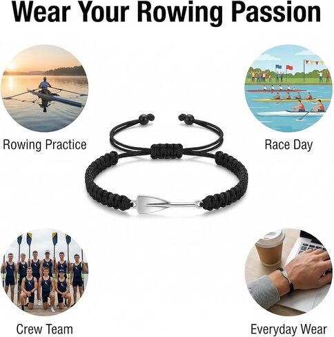 Rowing Charm Bracelet for Men – Adjustable Nautical Rope Beach Bracelet, Rowing Gifts & Accessories for Crew, Coaches, and Rowers in Kuwait