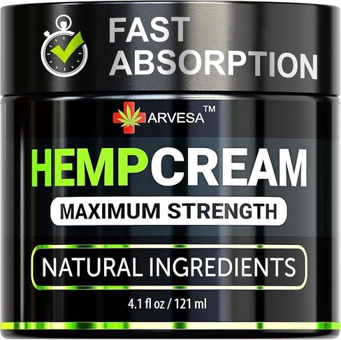 Hemp Cream - Maximum Strength Lotion - Gel with Arnica, Glucosamine, MSM, Menthol, Aloe Vera, Hemp Oil, Turmeric - Fast Absorption, Long-Lasting, Non-Greasy, Pleasant Scent, Lightweight - 4 oz in Saudi Arabia