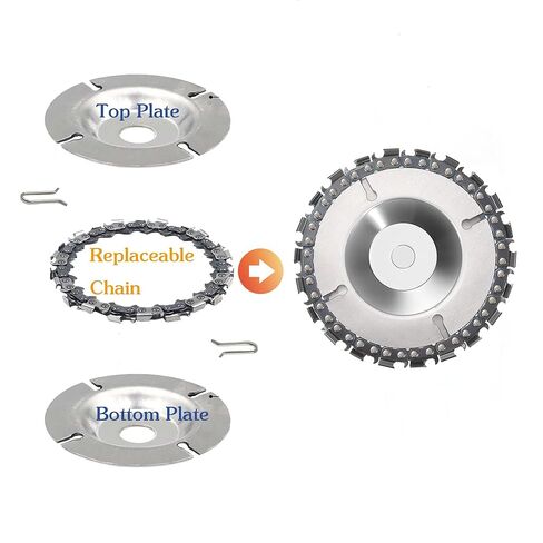 4 قطع عجلة طحن خشبية لطاحونة زاوية 4 بوصة أو 4 1/2 بوصة | قرص تشكيل خشب 12 سن | شفرة منشار دائرية ذات 22 سنًا مع سلسلة بديلة لقطع النجارة وتشكيل ونحت عجلة الطحن in Kuwait