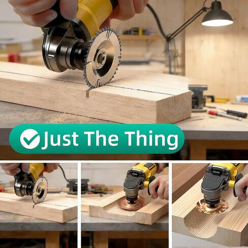 4 قطع عجلة طحن خشبية لطاحونة زاوية 4 بوصة أو 4 1/2 بوصة | قرص تشكيل خشب 12 سن | شفرة منشار دائرية ذات 22 سنًا مع سلسلة بديلة لقطع النجارة وتشكيل ونحت عجلة الطحن in Kuwait