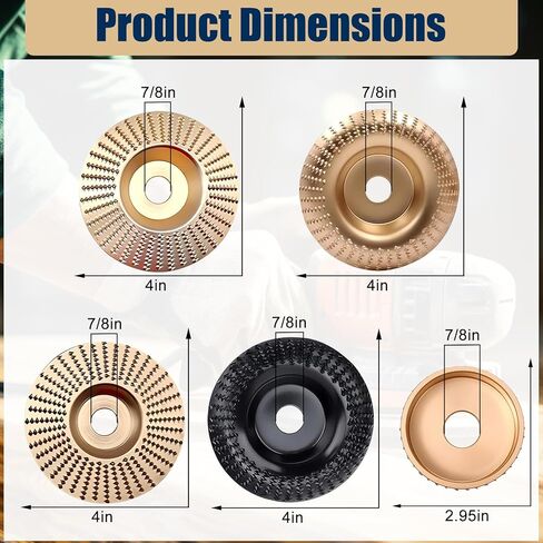 5PCS Angle Grinder Wood Carving Disc Set, 4 and 4 1/2 Angle Grinder Attachments with 5/8 inch Arbor, Grinder Cutting Disc Wood Shaping Tools, Grinding Wheel Shaping Disc for Wood Cutting in Saudi Arabia