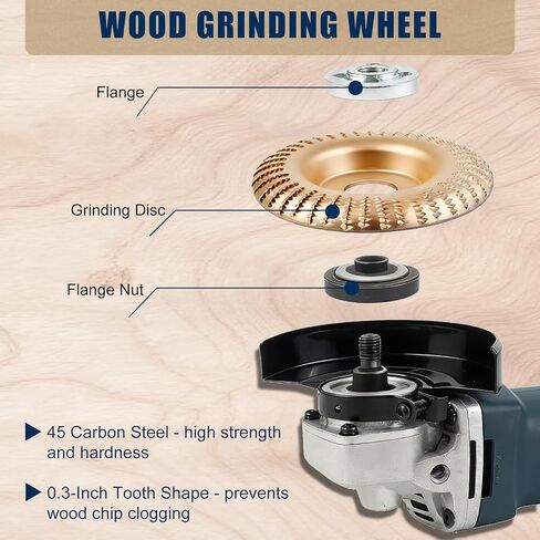 5PCS Angle Grinder Wood Carving Disc Set, 4 and 4 1/2 Angle Grinder Attachments with 5/8 inch Arbor, Grinder Cutting Disc Wood Shaping Tools, Grinding Wheel Shaping Disc for Wood Cutting in Saudi Arabia