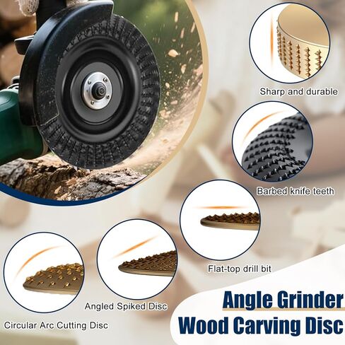 5PCS Angle Grinder Wood Carving Disc Set, 4 and 4 1/2 Angle Grinder Attachments with 5/8 inch Arbor, Grinder Cutting Disc Wood Shaping Tools, Grinding Wheel Shaping Disc for Wood Cutting in Saudi Arabia