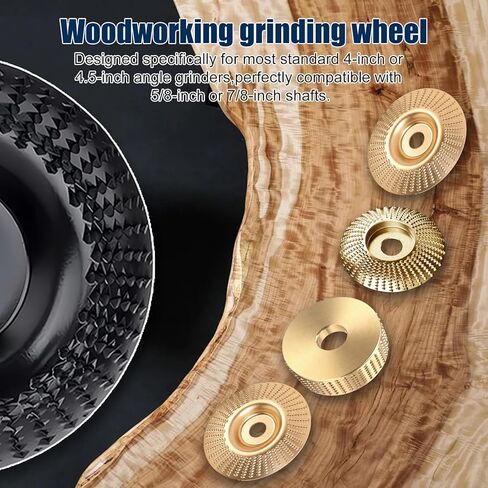5PCS Angle Grinder Wood Carving Disc Set, 4 and 4 1/2 Angle Grinder Attachments with 5/8 inch Arbor, Grinder Cutting Disc Wood Shaping Tools, Grinding Wheel Shaping Disc for Wood Cutting in Saudi Arabia