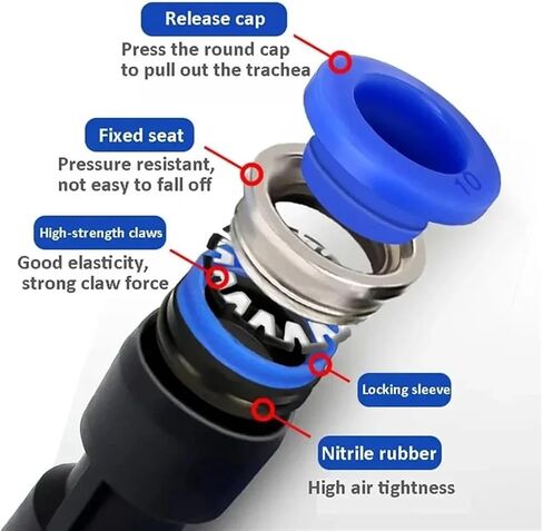 100PCS PE PU PG PY PW Pneumatic Fitting 4 6 8 10 12m Air Connectors Quick Connect Tee 3Way Plastic Pipe Hose Tube Connector(12mm(100pcs),PW) in Saudi Arabia