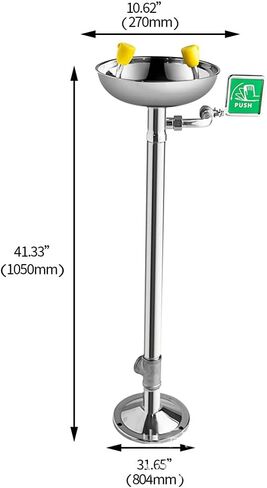 Vertical Eyewasher, Emergency Eyewash Station 304 Stainless Steel Double Nozzle One Second to Open, Easy and Convenient, for Factory, Laboratory in Kuwait