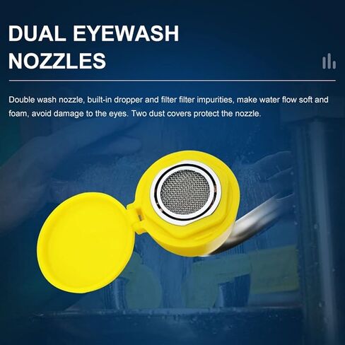 Vertical Eyewasher, Emergency Eyewash Station 304 Stainless Steel Double Nozzle One Second to Open, Easy and Convenient, for Factory, Laboratory in Kuwait