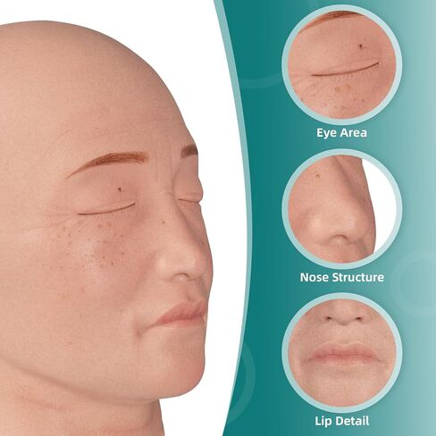 Injection Training Mannequin Face Model, Facial Injection Head Model with Ear for Micro-Plastic Teaching, Esthetician Teaching, Injection Training to Medical Student Doctor in Kuwait