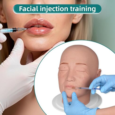 Injection Training Mannequin Face Model, Facial Injection Head Model with Ear for Micro-Plastic Teaching, Esthetician Teaching, Injection Training to Medical Student Doctor in Kuwait