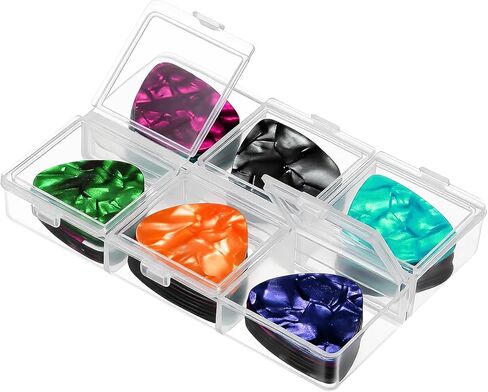 Guitar Pick Holder, 6 Grid Guitars Pick Case Guitars Picks Case 60 Capacity Organizer, Guitar Picks Storage Box, Individual Lid, Box Only in Kuwait